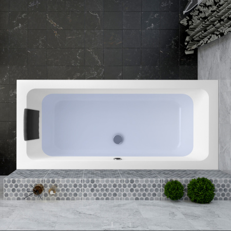 Комплект 5 в 1 Lavinia Boho Pure S4-3710008P, акриловая ванна 180x80 см, усиленный металлический каркас с монтажным набором, мягкий силиконовый подголовник, лицевой экран, хромотерапия