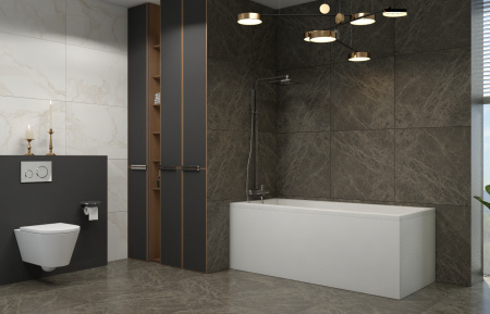 Комплект 2 в 1 Lavinia Boho Rock S1-37070050, акриловая ванна 150x75 см, усиленный металлический каркас с монтажным набором