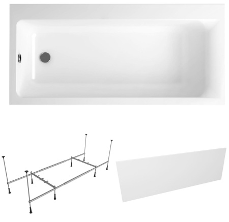 Комплект 3 в 1 Lavinia Boho Catani S2-3712170L, акриловая ванна 170x80 см (левый разворот), усиленный металлический каркас с монтажным набором, лицевой экран