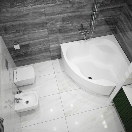 Комплект 3 в 1 Lavinia Boho Aveo S2-37040150, акриловая ванна 150x150 см, усиленный металлический каркас с монтажным набором, лицевой экран