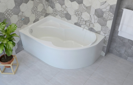 Комплект 5 в 1 Lavinia Boho Grance Hill S4-370317PL, акриловая ванна 170x105 см (левый разворот), усиленный каркас, подголовник, лицевой экран, хромотерапия