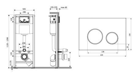 Комплект 4 в 1 инсталляции для подвесного унитаза Lavinia Boho Relfix 77010025 (с бело-золотистой пластиковой клавишей смыва, звукоизоляцией и крепежом)