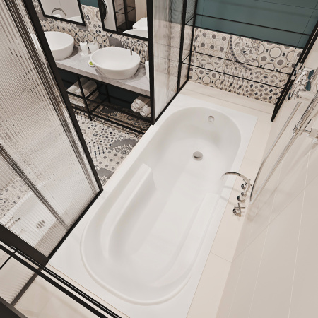 Комплект 4 в 1 Lavinia Boho Bristol S2-3502005P, акриловая ванна 150x75 см, металлический каркас с монтажным набором, подголовник, лицевой экран