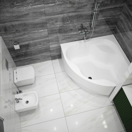 Комплект 2 в 1 Lavinia Boho Aveo S1-37040140, акриловая ванна 140x140 см, усиленный металлический каркас с монтажным набором