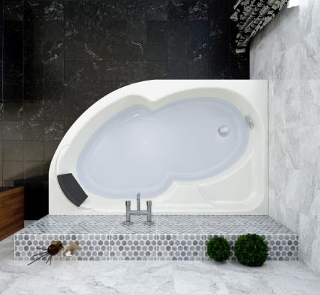 Комплект 5 в 1 Lavinia Boho Grance Hill S4-370317PR, акриловая ванна 170x105 см (правый разворот), усиленный каркас, подголовник, лицевой экран, хромотерапия