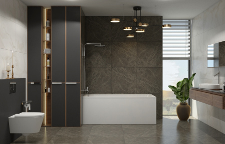 Комплект 3 в 1 Lavinia Boho Rock S2-37070075, акриловая ванна 170x75 см, усиленный металлический каркас с монтажным набором, лицевой экран