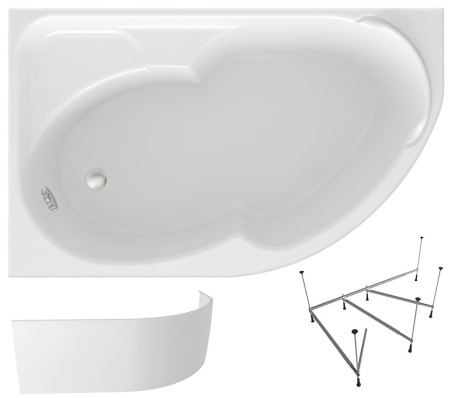 Комплект 3 в 1 Lavinia Boho Grance Hill S2-3703170L, акриловая ванна 170x105 см (левый разворот), усиленный металлический каркас, лицевой экран
