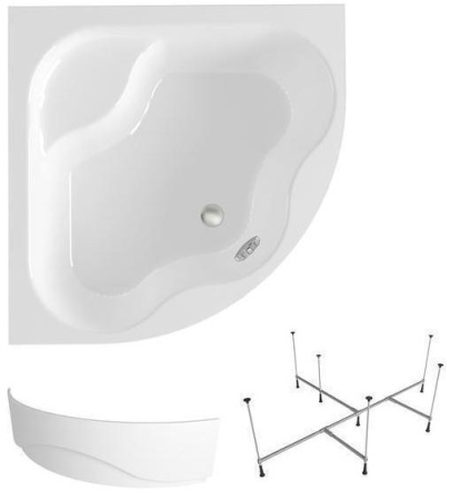 Комплект 3 в 1 Lavinia Boho Aveo S2-37040150, акриловая ванна 150x150 см, усиленный металлический каркас с монтажным набором, лицевой экран
