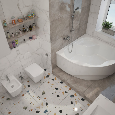 Комплект 2 в 1 Lavinia Boho Aveo S1-37040140, акриловая ванна 140x140 см, усиленный металлический каркас с монтажным набором