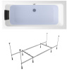 Комплект 3 в 1 Lavinia Boho Pure S1-3710008P, акриловая ванна 180x80 см, усиленный металлический каркас с монтажным набором, мягкий силиконовый подголовник
