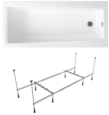 Комплект 2 в 1 Lavinia Boho Rock S1-37070050, акриловая ванна 150x75 см, усиленный металлический каркас с монтажным набором