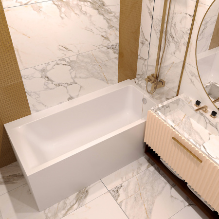 Комплект 4 в 1 Lavinia Boho Catani S3-371216PL, акриловая ванна 160x80 см (левый разворот), усиленный металлический каркас с монтажным набором, мягкий силиконовый подголовник, хромотерапия