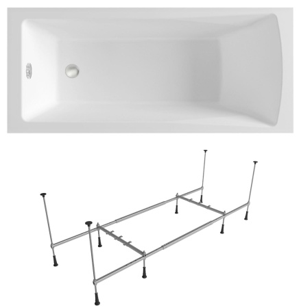 Комплект 2 в 1 Lavinia Boho One S1-37010040, акриловая ванна 140x70 см, металлический каркас с монтажным набором