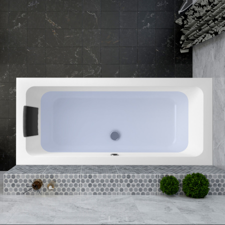 Комплект 4 в 1 Lavinia Boho Pure S3-3710075P, акриловая ванна 170x75 см, усиленный металлический каркас с монтажным набором, мягкий силиконовый подголовник, хромотерапия