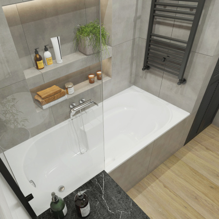 Комплект 4 в 1 Lavinia Boho Bristol S2-3502005P, акриловая ванна 150x75 см, металлический каркас с монтажным набором, подголовник, лицевой экран