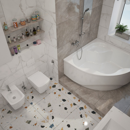 Комплект 3 в 1 Lavinia Boho Aveo S2-37040150, акриловая ванна 150x150 см, усиленный металлический каркас с монтажным набором, лицевой экран